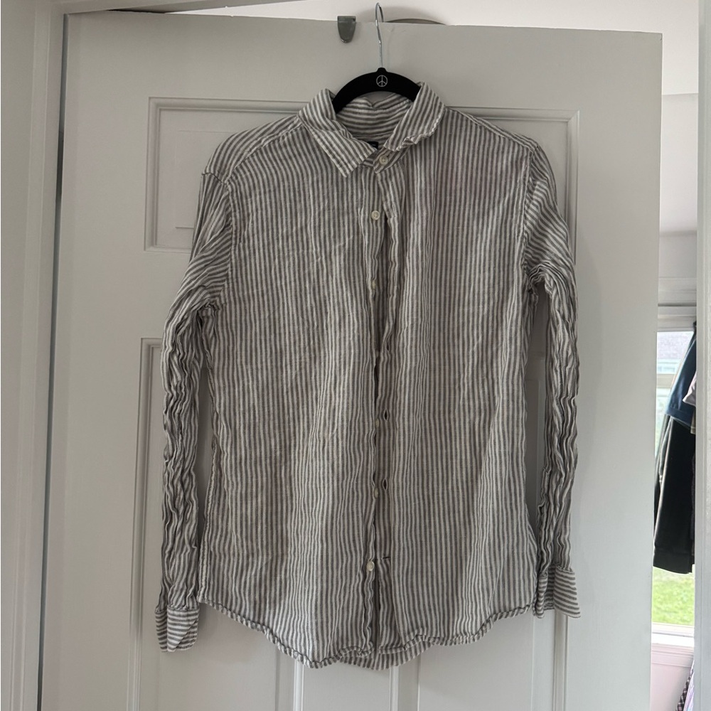 GAP Black and White Striped Men's Shirt